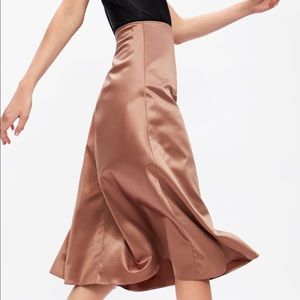 Zara Espresso Silk Skirt NWT